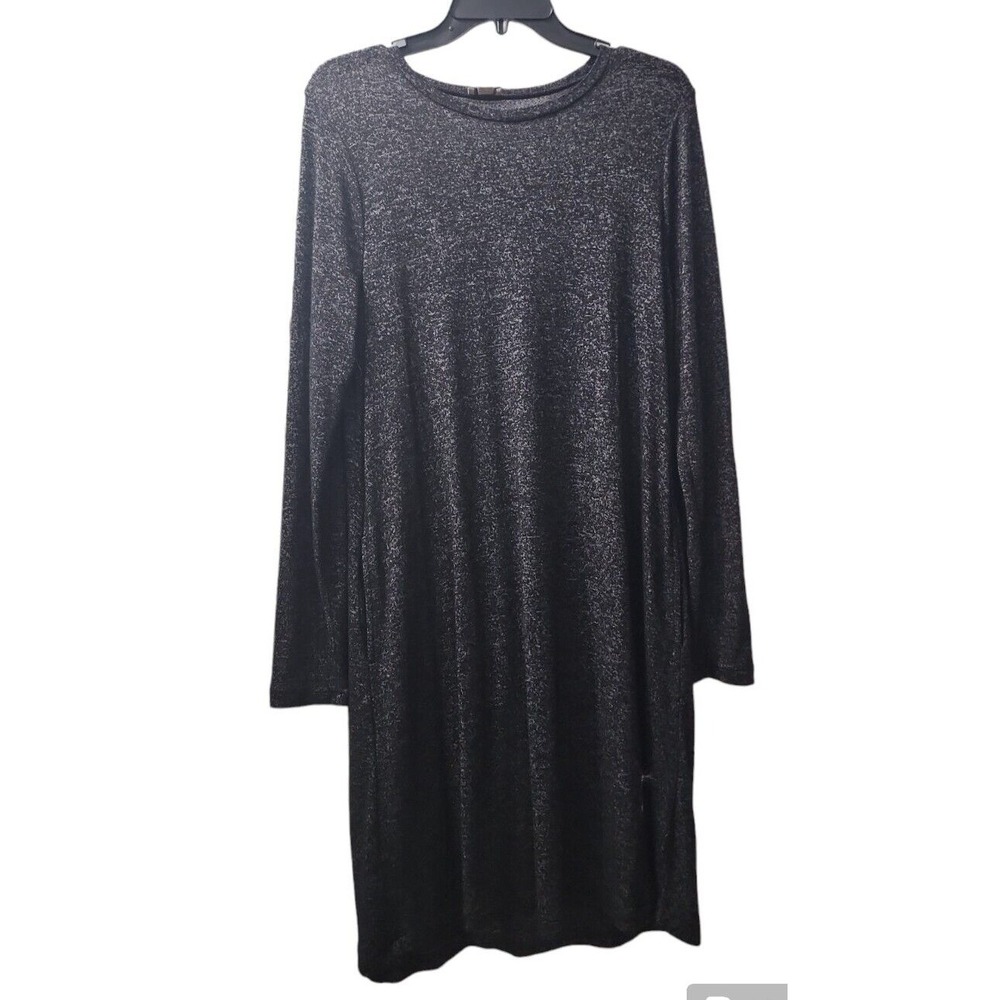 J.Crew Sparkle Knit Dress Long Sleeve Casual Party Black Size M